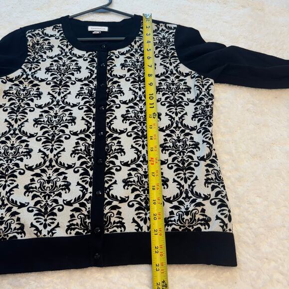 Charter Club Women’s Metallic Print Burnout Velvet Button Up Cardigan Size L - Picture 7 of 9